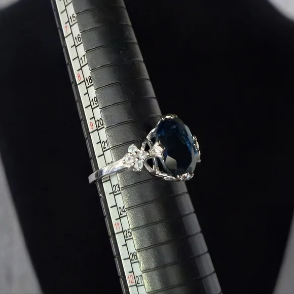 925 Sterling Silver London Blue Topaz Designer Signed RSI Size 10 Ring Thailand - Picture 5 of 16
